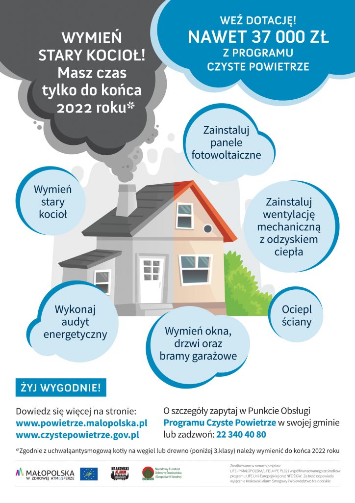 Plakat informacyjny na temat programu czyste powietrze
